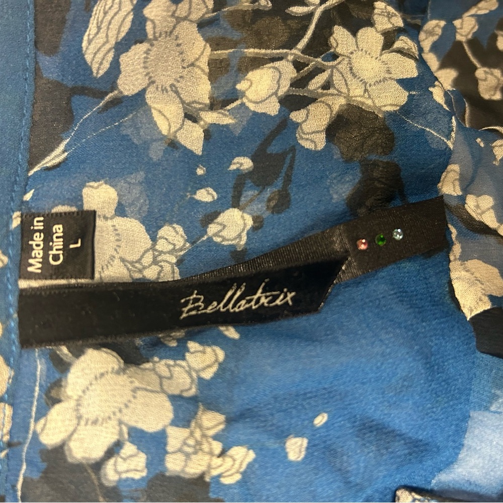 Bellatrix Sheer Blue Floral Blouse - Picture 3 of 3